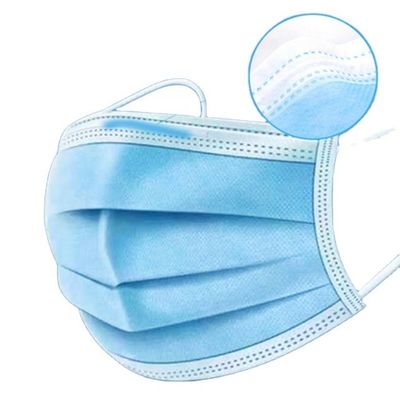 Blue Disposable Medical Face Mask , 3 Ply Non Woven Face Mask