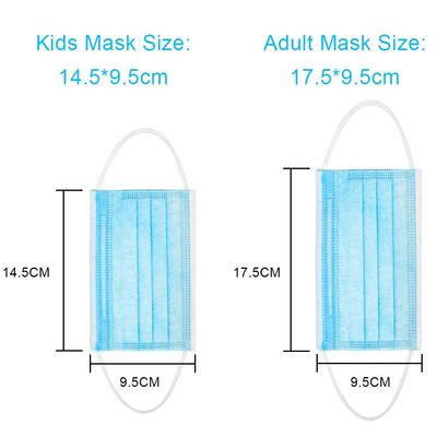 CE 17.5×9.5cm Face Mask Surgical Disposable 3 Ply