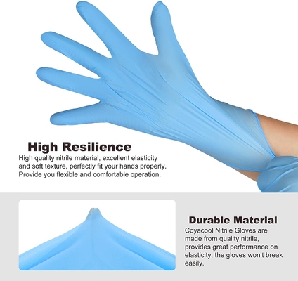 9 Inch Blue Disposable Medical Nitrile Hand Gloves Smooth Surface
